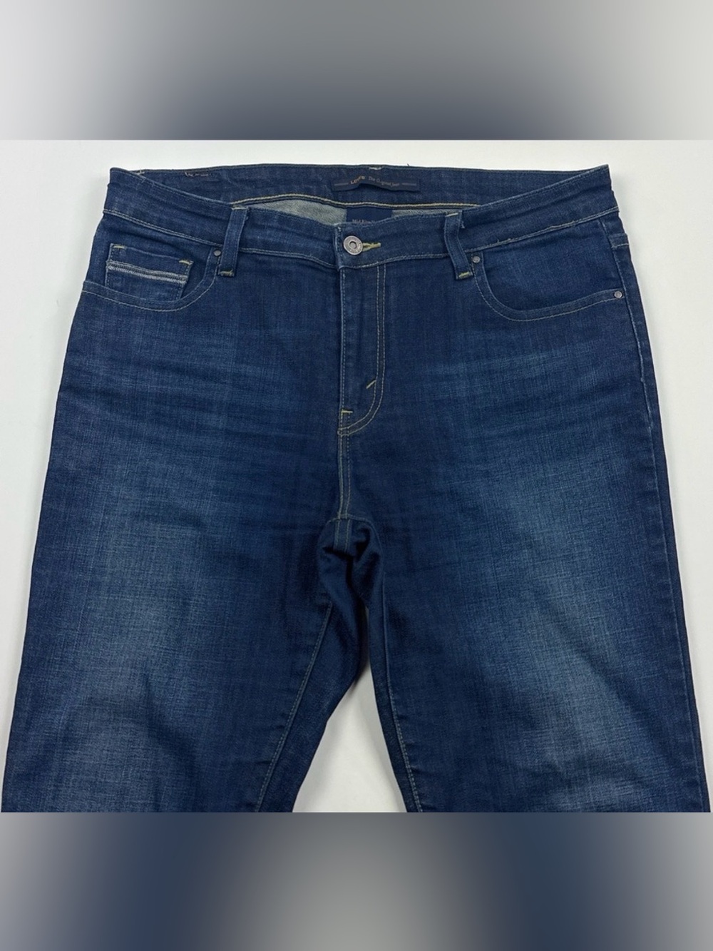 Levis The Original Mid Rise Skinny Womens Size 14M 32x31 Dark Blue Jeans Stretch - Picture 6 of 11